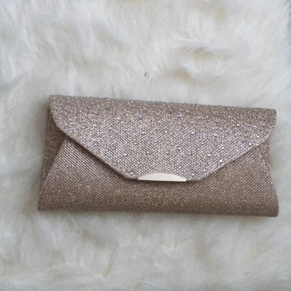Gold clutch with rhinestones